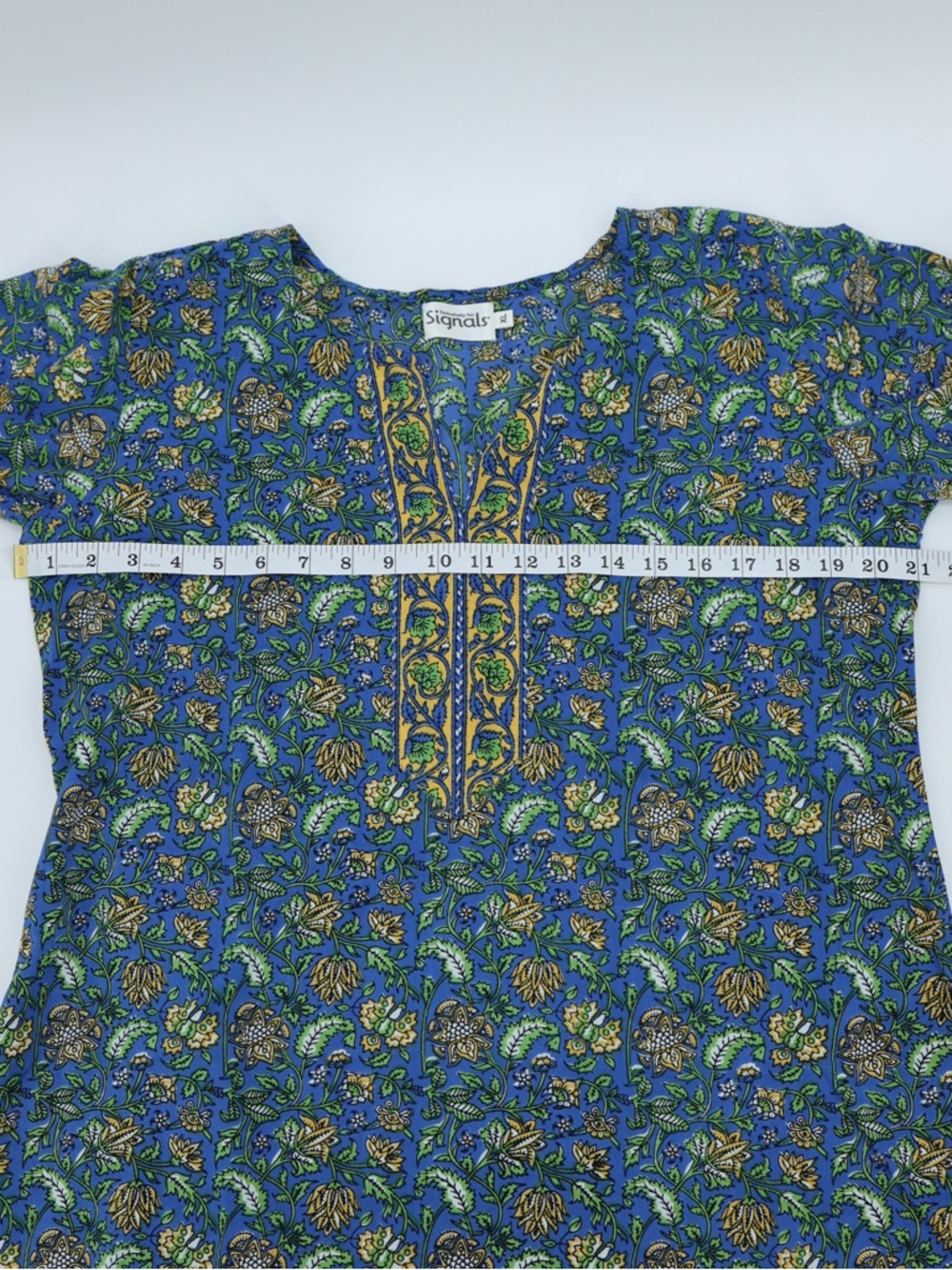 Signals Cotton 2 Piece Pants Set Tunic Pants Blue Floral Boho Resort Wear XL L - Picture 6 of 14